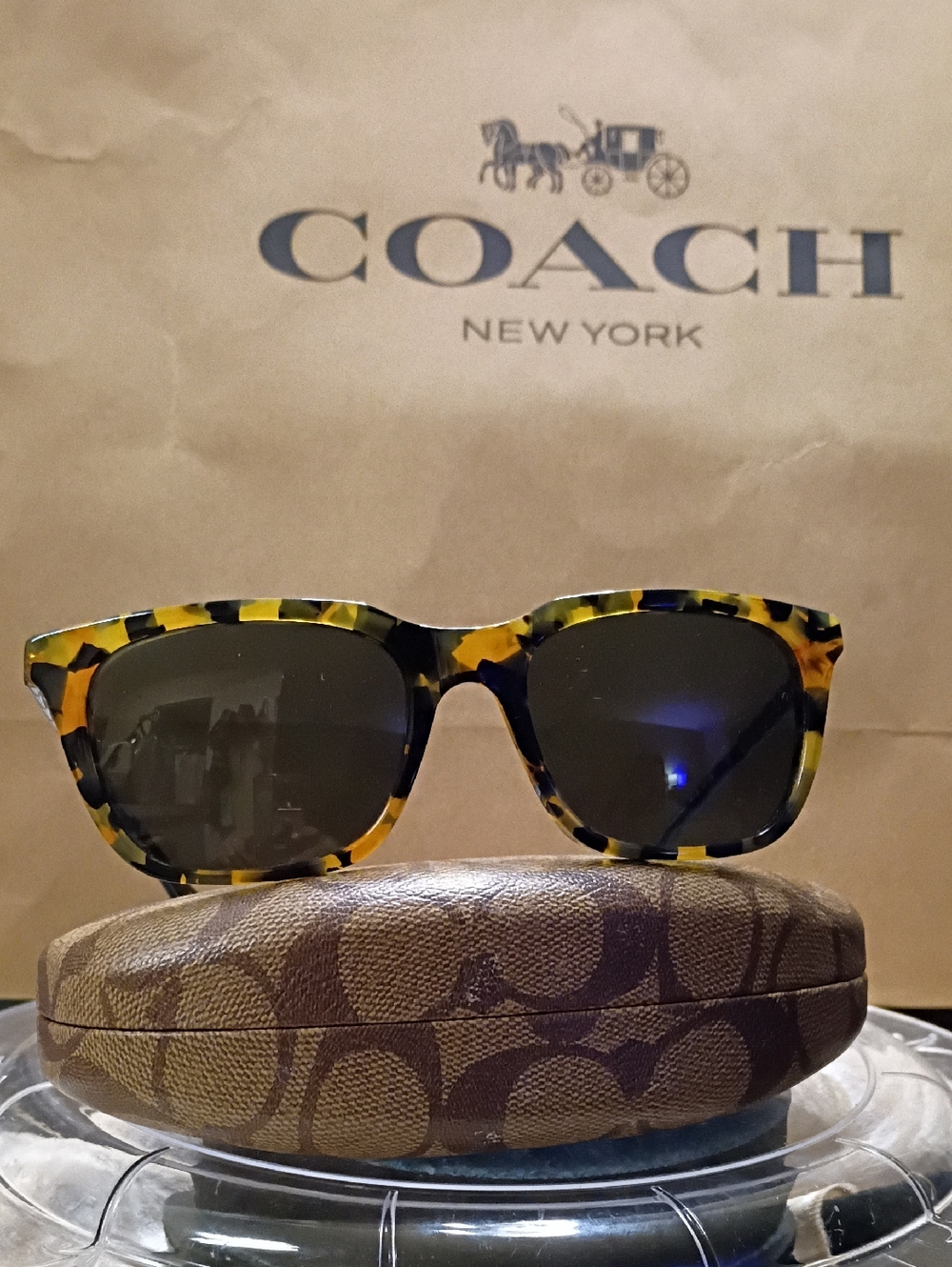 Coach "Honey Mosaic" Sunglasses With Case